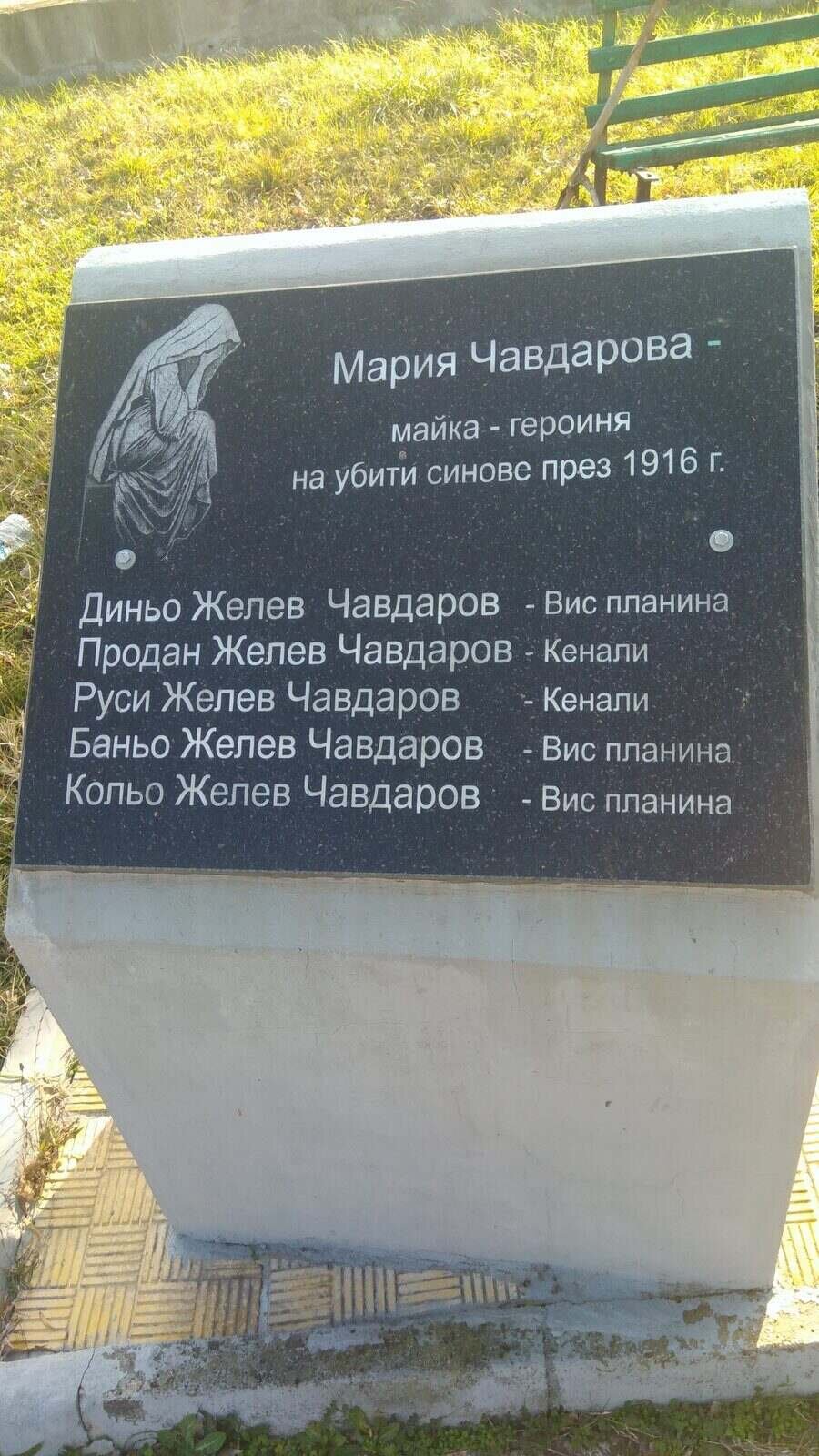 Паметна плоча на Мария Чавдарова в с. Тракия